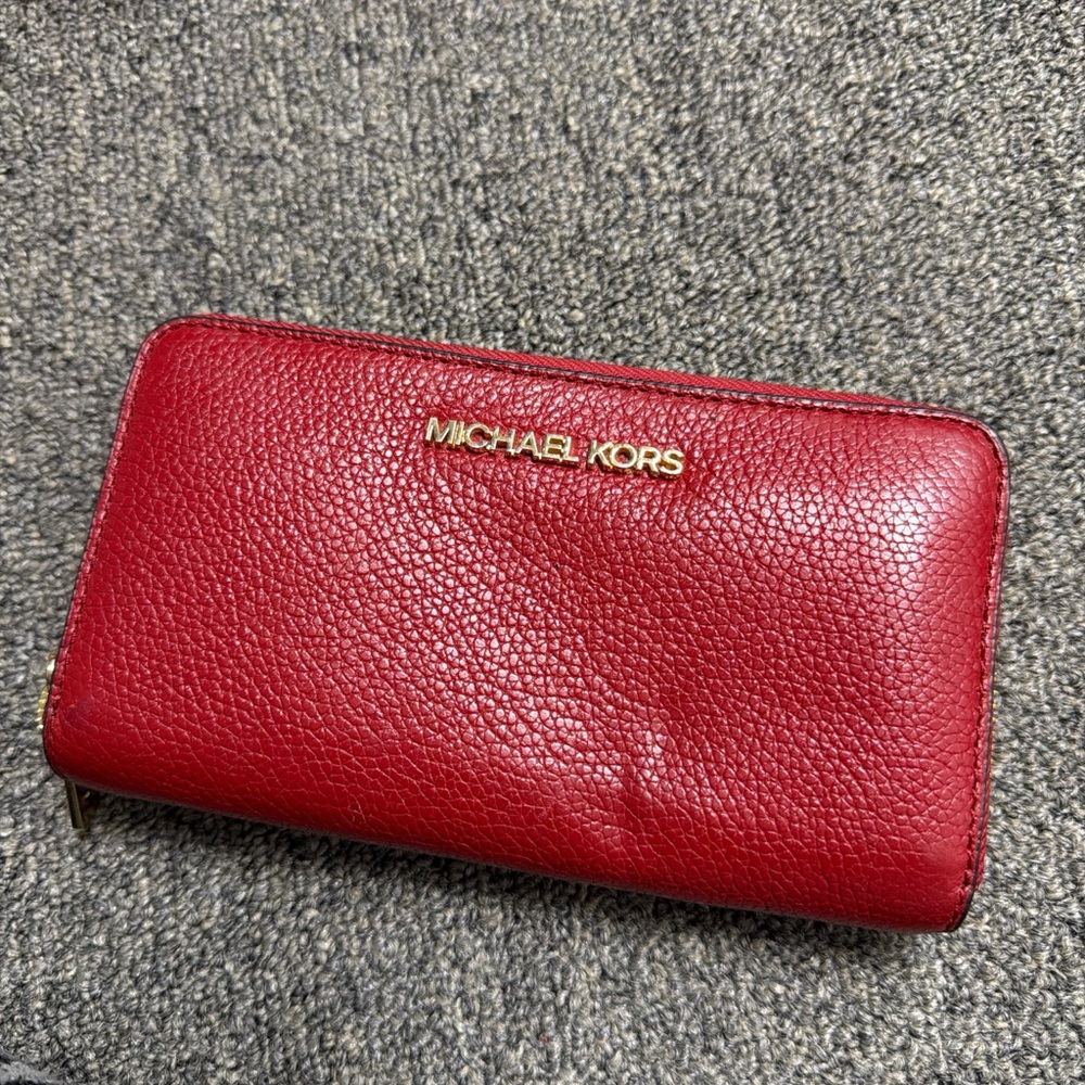 Michael Kors Cherry Red Pebbled Wallet